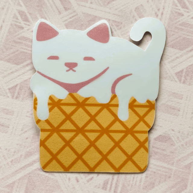M: icecat (laminated sticker)