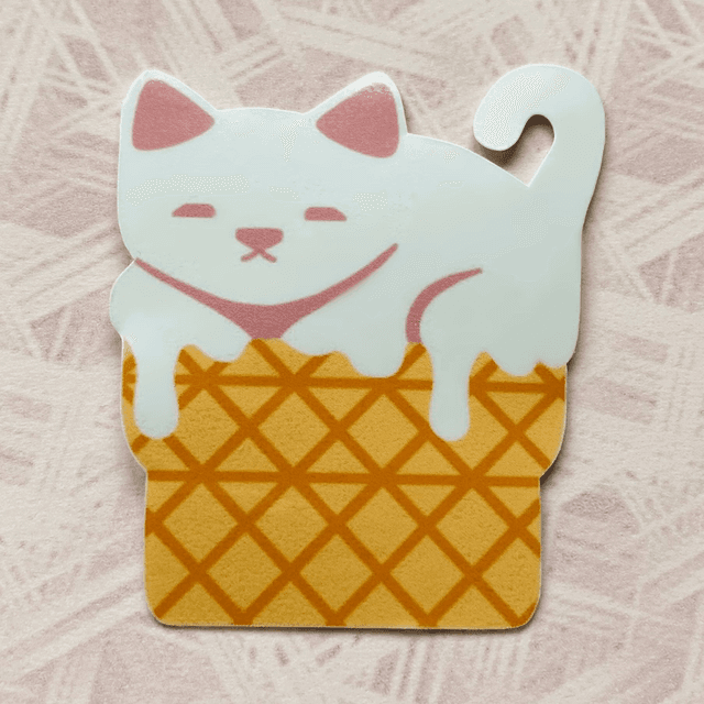 M: icecat (laminated sticker)